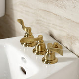 NuWave French Three-Handle Deck Mount Vertical Spray Bidet Faucet with Brass Pop-Up