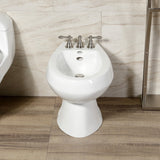 American Classic Three-Handle Deck Mount Vertical Spray Bidet Faucet with Brass Pop-Up