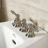 Knight Three-Handle Deck Mount Vertical Spray Bidet Faucet with Brass Pop-Up