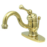 Victorian One-Handle 1-Hole Bathroom Faucet with Deck Plate and Pop-Up Drain