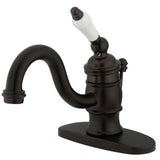 Victorian One-Handle 1-Hole Bathroom Faucet with Deck Plate and Pop-Up Drain