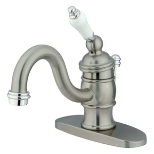 Victorian One-Handle 1-Hole Bathroom Faucet with Deck Plate and Pop-Up Drain