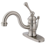 Victorian One-Handle 1-Hole Bathroom Faucet with Deck Plate and Pop-Up Drain