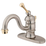 Victorian One-Handle 1-Hole Bathroom Faucet with Deck Plate and Pop-Up Drain