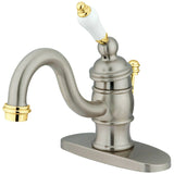 Victorian One-Handle 1-Hole Bathroom Faucet with Deck Plate and Pop-Up Drain