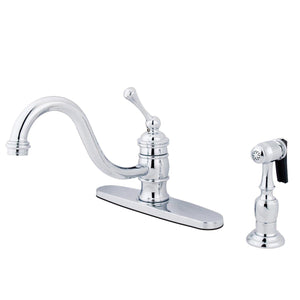 Vintage Single-Handle 2-or-4 Hole Deck Mount Kitchen Faucet with Brass Sprayer