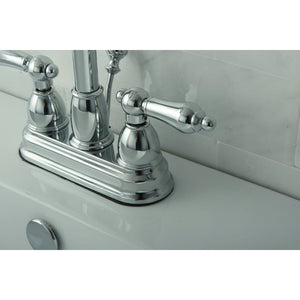 Restoration Double-Handle 3-Hole Deck Mount 4-Inch Centerset Bathroom Faucet with Pop-Up Drain