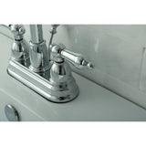 Restoration Double-Handle 3-Hole Deck Mount 4-Inch Centerset Bathroom Faucet with Pop-Up Drain