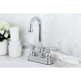 Restoration Double-Handle 3-Hole Deck Mount 4-Inch Centerset Bathroom Faucet with Pop-Up Drain