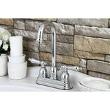 Restoration Double-Handle 3-Hole Deck Mount 4-Inch Centerset Bathroom Faucet with Pop-Up Drain