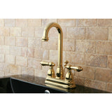 Restoration Double-Handle 3-Hole Deck Mount 4-Inch Centerset Bathroom Faucet with Pop-Up Drain