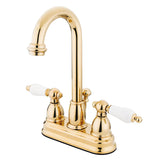 Restoration Double-Handle 3-Hole Deck Mount 4-Inch Centerset Bathroom Faucet with Pop-Up Drain