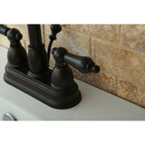 Restoration Double-Handle 3-Hole Deck Mount 4-Inch Centerset Bathroom Faucet with Pop-Up Drain