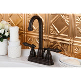 Restoration Double-Handle 3-Hole Deck Mount 4-Inch Centerset Bathroom Faucet with Pop-Up Drain