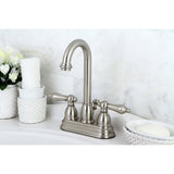 Restoration Double-Handle 3-Hole Deck Mount 4-Inch Centerset Bathroom Faucet with Pop-Up Drain