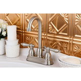 Restoration Double-Handle 3-Hole Deck Mount 4-Inch Centerset Bathroom Faucet with Pop-Up Drain