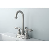 Restoration Double-Handle 3-Hole Deck Mount 4-Inch Centerset Bathroom Faucet with Pop-Up Drain