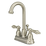 Restoration Double-Handle 3-Hole Deck Mount 4-Inch Centerset Bathroom Faucet with Pop-Up Drain