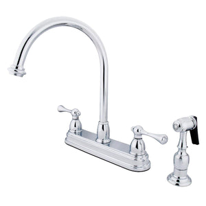 Vintage Two-Handle 4-Hole 8" Centerset Kitchen Faucet with Side Sprayer