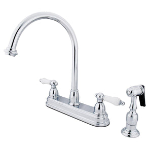 Restoration Two-Handle 4-Hole 8" Centerset Kitchen Faucet with Side Sprayer