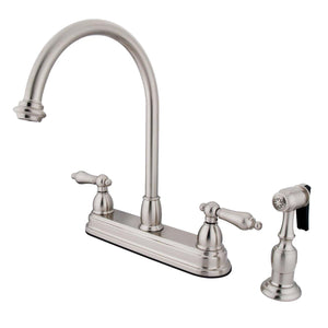 Restoration Two-Handle 4-Hole 8" Centerset Kitchen Faucet with Side Sprayer