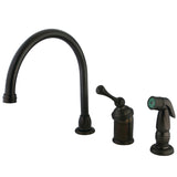 Buckingham Single-Handle 3-Hole Deck Mount Widespread Kitchen Faucet with Plastic Sprayer