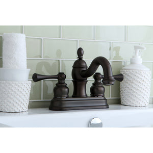 Vintage Double-Handle 3-Hole Deck Mount 4-Inch Centerset Bathroom Faucet with Pop-Up Drain