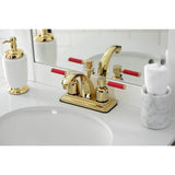 Kaiser Double-Handle 3-Hole Deck Mount 4-Inch Centerset Bathroom Faucet with Pop-Up Drain