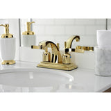 Centurion Double-Handle 3-Hole Deck Mount 4-Inch Centerset Bathroom Faucet with Pop-Up Drain