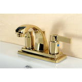 NuvoFusion Double-Handle 3-Hole Deck Mount 4-Inch Centerset Bathroom Faucet with Pop-Up Drain