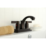 NuvoFusion Double-Handle 3-Hole Deck Mount 4-Inch Centerset Bathroom Faucet with Pop-Up Drain