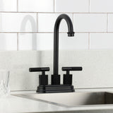 Convergent Two-Handle 2-Hole Deck Mount Bar Faucet with Knurled Handle