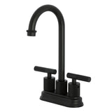 Convergent Two-Handle 2-Hole Deck Mount Bar Faucet with Knurled Handle