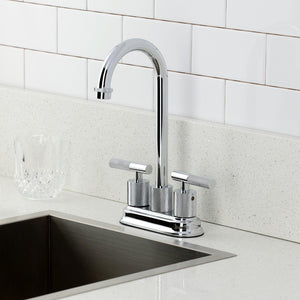 Convergent Two-Handle 2-Hole Deck Mount Bar Faucet with Knurled Handle