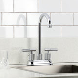 Convergent Two-Handle 2-Hole Deck Mount Bar Faucet with Knurled Handle