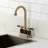 Convergent Two-Handle 2-Hole Deck Mount Bar Faucet with Knurled Handle