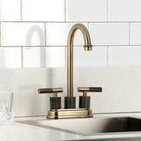 Convergent Two-Handle 2-Hole Deck Mount Bar Faucet with Knurled Handle