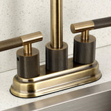 Convergent Two-Handle 2-Hole Deck Mount Bar Faucet with Knurled Handle