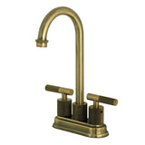 Convergent Two-Handle 2-Hole Deck Mount Bar Faucet with Knurled Handle