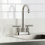 Convergent Two-Handle 2-Hole Deck Mount Bar Faucet with Knurled Handle