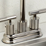 Convergent Two-Handle 2-Hole Deck Mount Bar Faucet with Knurled Handle