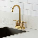 Convergent Two-Handle 2-Hole Deck Mount Bar Faucet with Knurled Handle