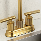 Convergent Two-Handle 2-Hole Deck Mount Bar Faucet with Knurled Handle