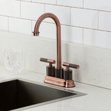 Convergent Two-Handle 2-Hole Deck Mount Bar Faucet with Knurled Handle