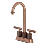 Convergent Two-Handle 2-Hole Deck Mount Bar Faucet with Knurled Handle