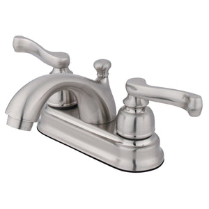 Two-Handle 3-Hole Deck Mount 4" Centerset Bathroom Faucet with Plastic Pop-Up