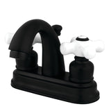 Restoration Double-Handle 3-Hole Deck Mount 4-Inch Centerset Bathroom Faucet with Pop-Up Drain