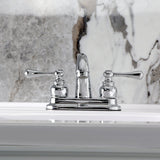 Vintage Double-Handle 3-Hole Deck Mount 4-Inch Centerset Bathroom Faucet with Pop-Up Drain