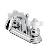 Restoration Double-Handle 3-Hole Deck Mount 4-Inch Centerset Bathroom Faucet with Pop-Up Drain