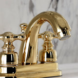 Restoration Double-Handle 3-Hole Deck Mount 4-Inch Centerset Bathroom Faucet with Pop-Up Drain